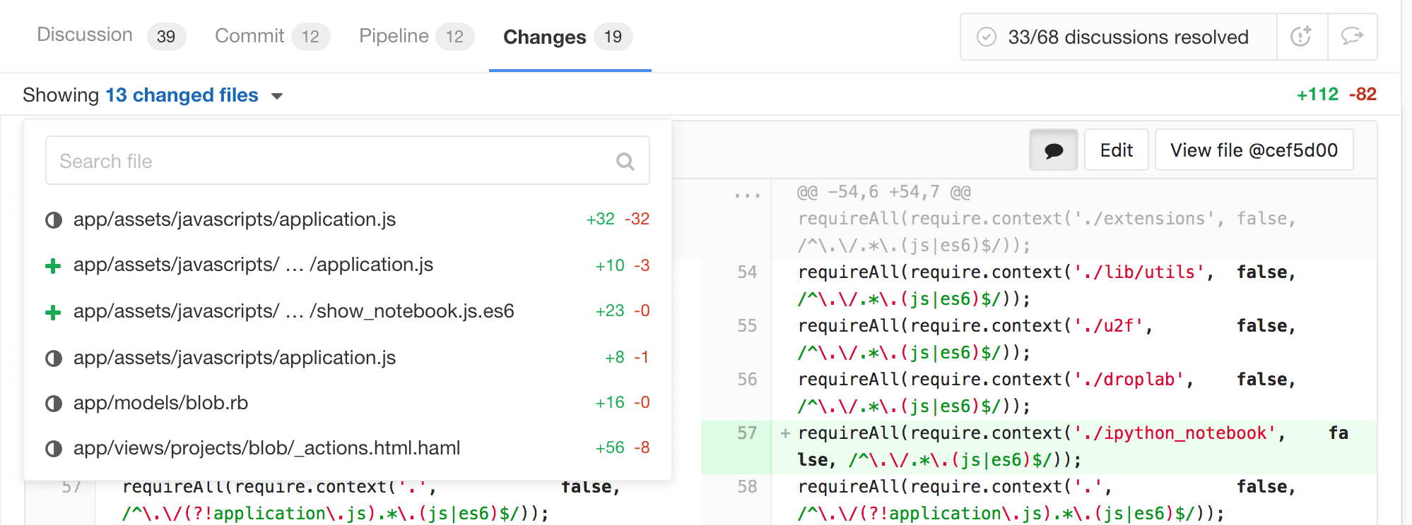Merge request diff file navigation